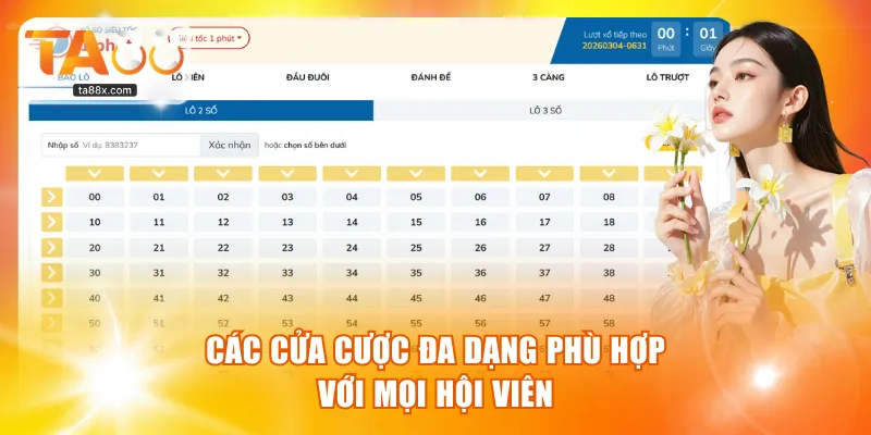Các cửa cược đa dạng phù hợp với mọi hội viên