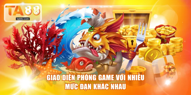Giao diện phòng game với nhiều mức đạn khác nhau
