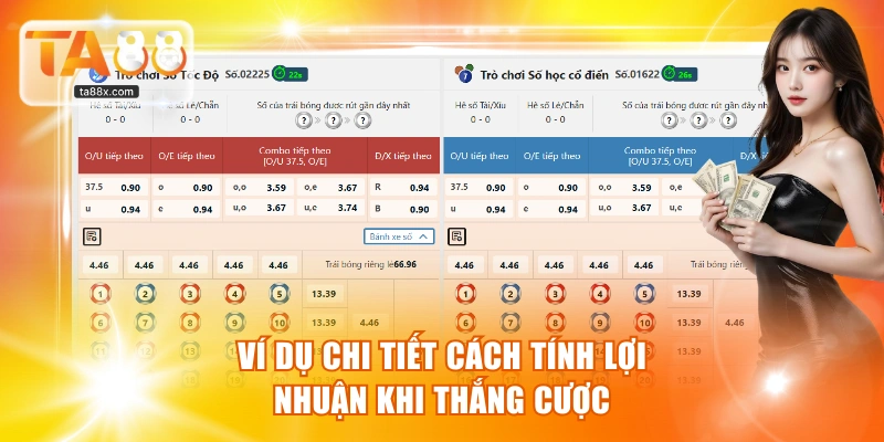 Ví dụ chi tiết cách tính lợi nhuận khi thắng cược
